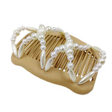 Maxbell Pearls Magic Elastic Hair Clips Stretchy Double Hair Comb for Women Lady