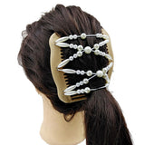 Maxbell Pearls Magic Elastic Hair Clips Stretchy Double Hair Comb for Women Lady
