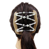 Maxbell Pearls Magic Elastic Hair Clips Stretchy Double Hair Comb for Women Lady