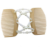Maxbell Pearls Magic Elastic Hair Clips Stretchy Double Hair Comb for Women Lady