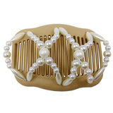 Maxbell Pearls Magic Elastic Hair Clips Stretchy Double Hair Comb for Women Lady