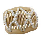 Maxbell Pearls Magic Elastic Hair Clips Stretchy Double Hair Comb for Women Lady