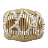 Maxbell Pearls Magic Elastic Hair Clips Stretchy Double Hair Comb for Women Lady