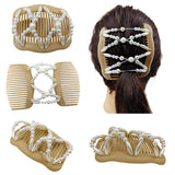 Maxbell Pearls Magic Elastic Hair Clips Stretchy Double Hair Comb for Women Lady