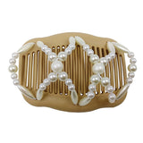 Maxbell Pearls Magic Elastic Hair Clips Stretchy Double Hair Comb for Women Lady