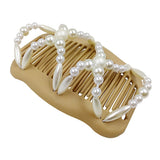 Maxbell Pearls Magic Elastic Hair Clips Stretchy Double Hair Comb for Women Lady