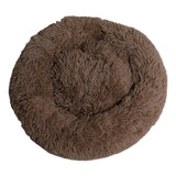 Maxbell Donut Cat Bed Faux Fur Dog Bed Indoor Round Pet Bed Cushion Brown M