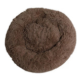 Maxbell Donut Cat Bed Faux Fur Dog Bed Indoor Round Pet Bed Cushion Brown M