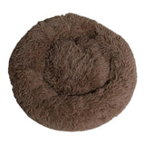 Maxbell Donut Cat Bed Faux Fur Dog Bed Indoor Round Pet Bed Cushion Brown M