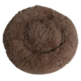 Maxbell Donut Cat Bed Faux Fur Dog Bed Indoor Round Pet Bed Cushion Brown M