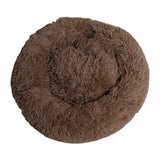 Maxbell Donut Cat Bed Faux Fur Dog Bed Indoor Round Pet Bed Cushion Brown M