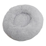 Maxbell Donut Cat Bed Faux Fur Dog Bed Indoor Round Pet Bed Cushion Light Gray M