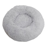 Maxbell Donut Cat Bed Faux Fur Dog Bed Indoor Round Pet Bed Cushion Light Gray M