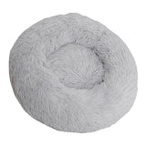 Maxbell Donut Cat Bed Faux Fur Dog Bed Indoor Round Pet Bed Cushion Light Gray M