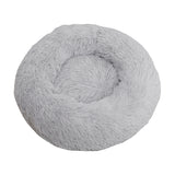 Maxbell Donut Cat Bed Faux Fur Dog Bed Indoor Round Pet Bed Cushion Light Gray M