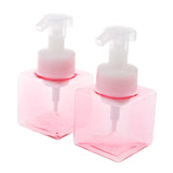 Maxbell 2Pcs 250ml Square Foam Lotion Pump Bottle Dispenser Vials Jar Clear Pink