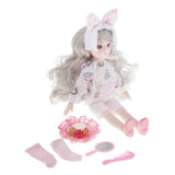 Maxbell 28cm Plastic Princess Girl Doll with Clothes Toys Set Pink Rabbit Ear Set