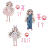 Maxbell 28cm Plastic Princess Girl Doll with Clothes Toys Set Pink Rabbit Ear Set