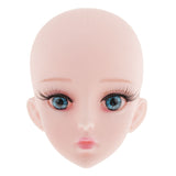 Maxbell Plastic Girl Doll Head 4D Real Eyelashes for 1/3 Doll Body Parts Blue Eyes