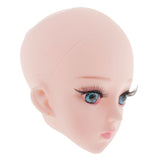 Maxbell Plastic Girl Doll Head 4D Real Eyelashes for 1/3 Doll Body Parts Blue Eyes