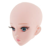 Maxbell Plastic Girl Doll Head 4D Real Eyelashes for 1/3 Doll Body Parts Blue Eyes