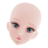 Maxbell Plastic Girl Doll Head 4D Real Eyelashes for 1/3 Doll Body Parts Blue Eyes