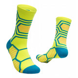 Maxbell 1 Pair Sports Compression Mid-Calf Socks Ankle Care Cycling Socks Yellow