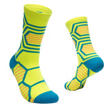 Maxbell 1 Pair Sports Compression Mid-Calf Socks Ankle Care Cycling Socks Yellow