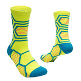 Maxbell 1 Pair Sports Compression Mid-Calf Socks Ankle Care Cycling Socks Yellow