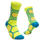 Maxbell 1 Pair Sports Compression Mid-Calf Socks Ankle Care Cycling Socks Yellow