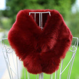 Maxbell Womens Winter Warm Faux Fur Scarf Furry Neck Wrap Warm Soft Cozy Red