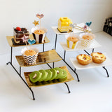 Maxbell Collapsible Three Tiered Cake Serving Tray Dessert Fruit Presentation White