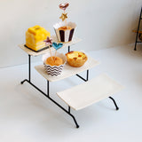 Maxbell Collapsible Three Tiered Cake Serving Tray Dessert Fruit Presentation White