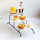 Maxbell Collapsible Three Tiered Cake Serving Tray Dessert Fruit Presentation White