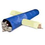 Maxbell Cat Tee Tunnel T-Cock Tube Crack Toy Pets Kitty Interaction Toys Blue