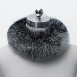 Ladies Winter Faux Fur Collar Circle Scarf Wrap for Cold Weather Black