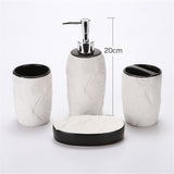 Maxbell 4pcs Ceramic Bathroom Accessories Soap Dish Soap Dispenser Toothbrush Holder Style01