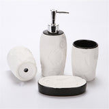 Maxbell 4pcs Ceramic Bathroom Accessories Soap Dish Soap Dispenser Toothbrush Holder Style01