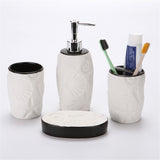 Maxbell 4pcs Ceramic Bathroom Accessories Soap Dish Soap Dispenser Toothbrush Holder Style01