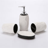 Maxbell 4pcs Ceramic Bathroom Accessories Soap Dish Soap Dispenser Toothbrush Holder Style01