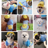 Maxbell Pet Dog Clothes Overall Yellow, Duck+Blue Grid/ Cotton Linen 3 Sizes XL