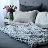 Maxbell Square Thick Woolen Hand knit Bed Couch Throw Blanket Sofa Cover Light Gray