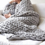 Maxbell Square Thick Woolen Hand knit Bed Couch Throw Blanket Sofa Cover Light Gray