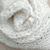 Maxbell Thick Knitted Wool Throw Blanket Chunky Sofa Blanket Kids Adults White
