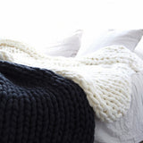 Maxbell Thick Knitted Wool Throw Blanket Chunky Sofa Blanket Kids Adults White