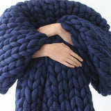 Maxbell Knitted Throw Blanket for Couch Machine Washable Dark Blue