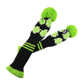 Maxbell 3pcs Golf Knitted Drivers Headcover Wood Club Pom Pom Long Neck Sock Sleeve