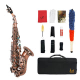 Maxbell LADE S97 Soprano Saxophone Brass B flat Vintage Style Abalone Red Antique