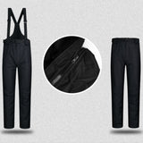 Maxbell Women Men Insulted Warm Ski Pants Bibs Windproof Snow Overalls Black XXXL