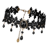 Maxbell Vintage Black Lace Gothic Tattoo Choker Necklaces Tassels Chain Pendant G